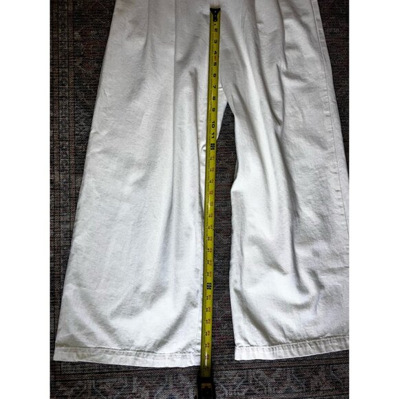 THE GREAT - The Sculpted Trouser Natural Hemp High Rise Wide Leg Cream Size 29 - Picture 7 of 11